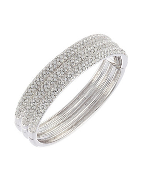 Nadri 3 Row Pave Hinge Bangle - Rhodium