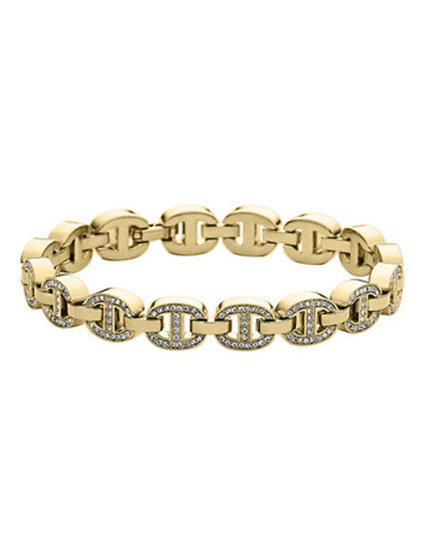 Michael Kors Gold Tone With Clear Pave Maritime Link Tennis Bracelet - Gold