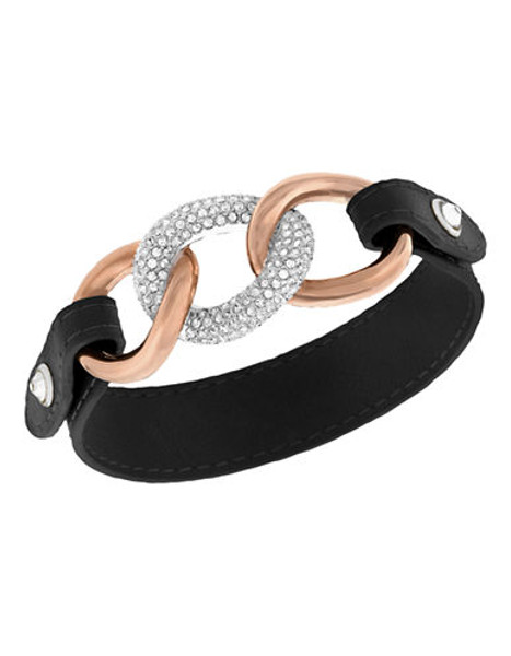 Swarovski Leather  Swarovski Crystal Bangle - black