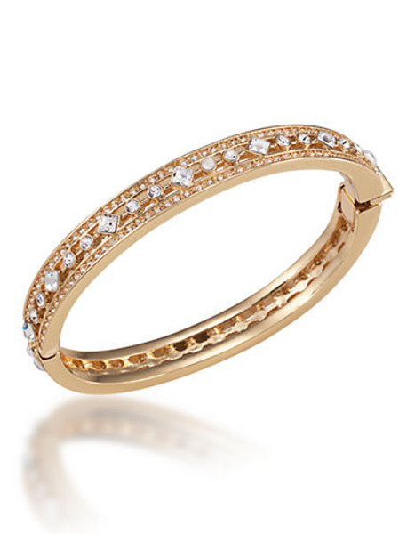 Carolee In the Spotlight Crystal Hinged Bangle Bracelet Gold Tone Crystal Bangle - Gold