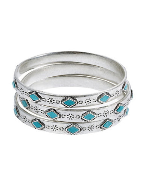 Lauren Ralph Lauren Set of 3 Etched Turquoise Bangle Bracelets - Turquoise