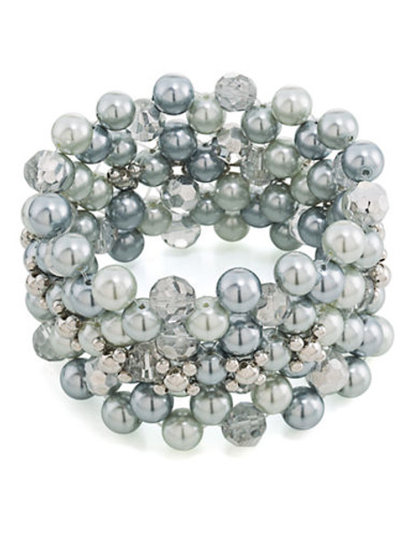 Carolee Cosmic Reflections Tonal Silver Wide Stretch Bracelet - Silver