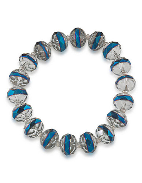 Carolee Cosmic Reflections Blue Rondelle Stretch Bracelet - Silver