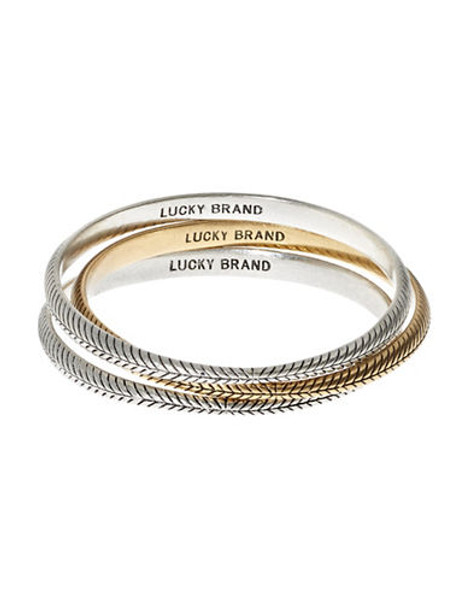 Lucky Brand 3 Piece Etched Bangle Set - Assorted