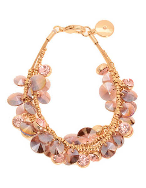 Jones New York Gold tone 3 row shaky bead bracelet - Pink