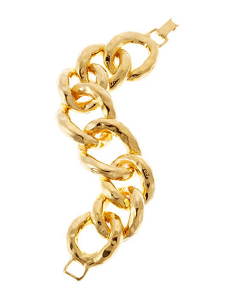 Kenneth Jay Lane Hammered Oversized Chain Link Bracelet - Gold