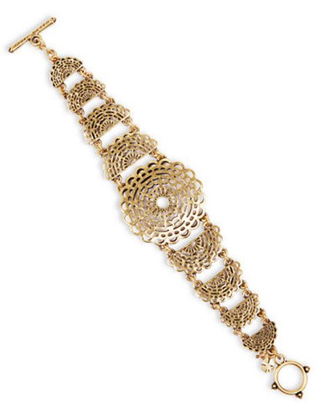 Lucky Brand Gold Tone Openwork Flex Bracelet - gold