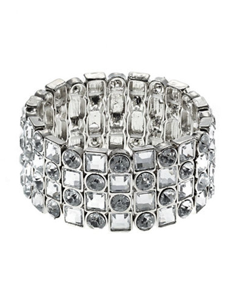 Expression Square and Round Stretch Bracelet - Silver