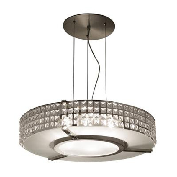Pendant Light Brushed Chrome G9 With Glass Crystal And Frosted Bottom Glass