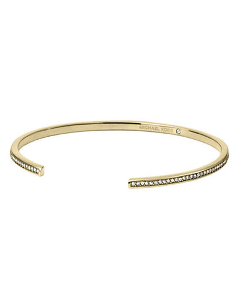 Michael Kors Gold Tone Clear Pave Thin Bar Open Cuff - Gold