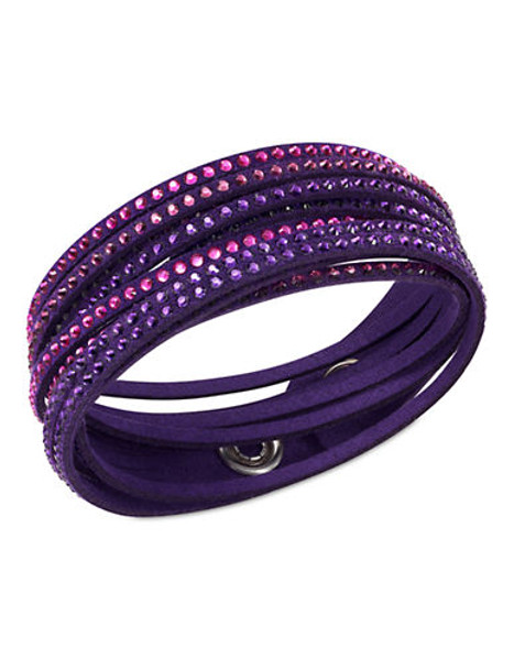 Swarovski Leather Swarovski Crystal Wrap Bracelet - Purple