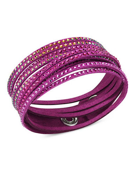 Swarovski Leather Swarovski Crystal Strand Bracelet - Purple