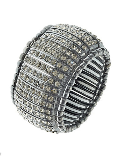 R.J. Graziano Pave Domed Bar Stretch Bracelet - Gunmetal