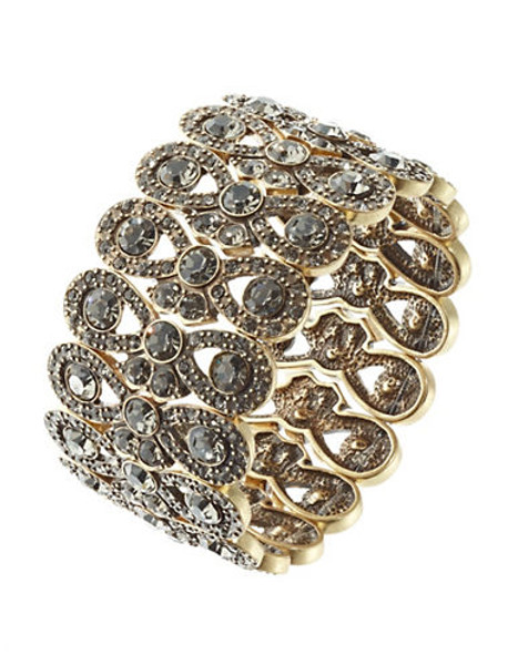 R.J. Graziano Embellished Loop Stretch Bracelet - Brass