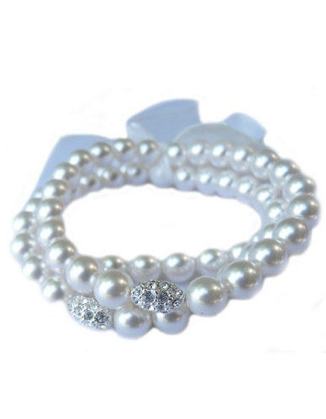 Cezanne Set Of 3 Pearl With Fireball Stretch bracelet - Ivory