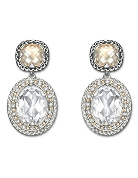 Swarovski Amber Pierced Earrings - Silver