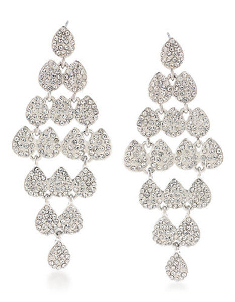 Carolee Holiday Cocktails Chandelier Pierced Earrings Silver Tone Crystal Chandelier Earring - Silver