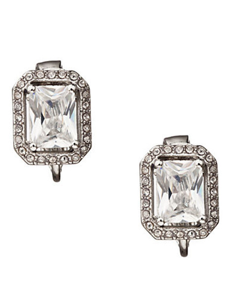 Carolee Crystal Button Clip Earrings - Silver