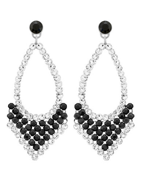 Swarovski Silver Tone Swarovski Crystal Drop Earring - Black