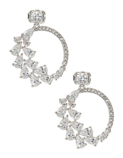 Nadri Cubic Zirconia Drop Hoop Earrings - Grey