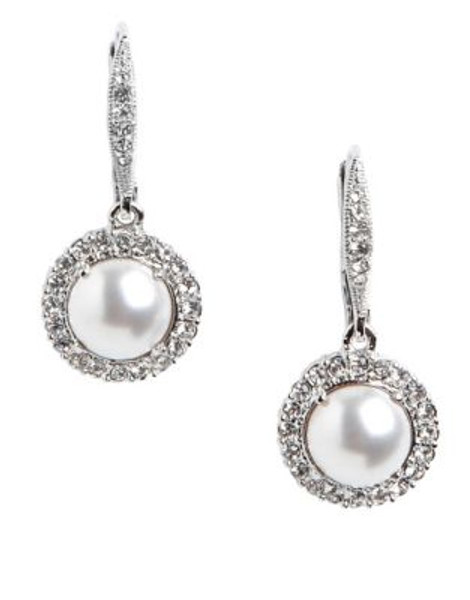 Nadri Framed Drop Pearl Earring - WHITE