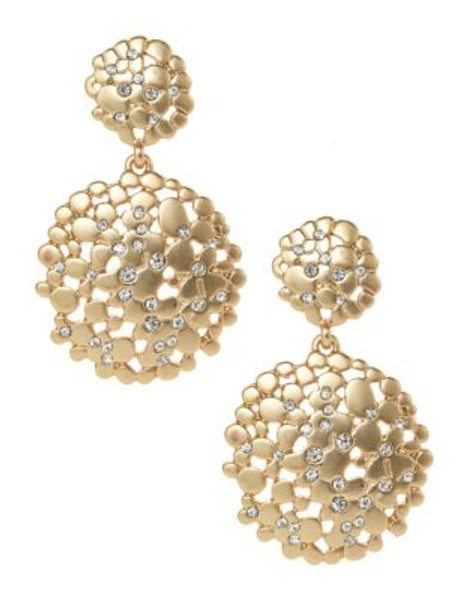 A.B.S. By Allen Schwartz Double Drop Flower Cluster Earrings - GOLD