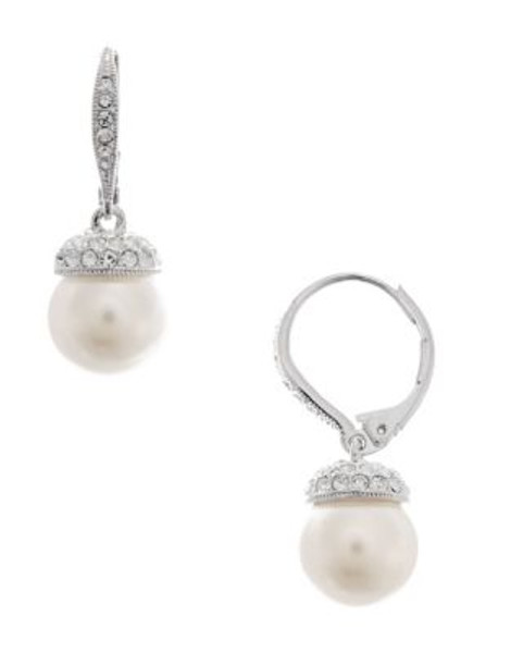 Nadri Pearl Drop with Pave Accents - RHODIUM