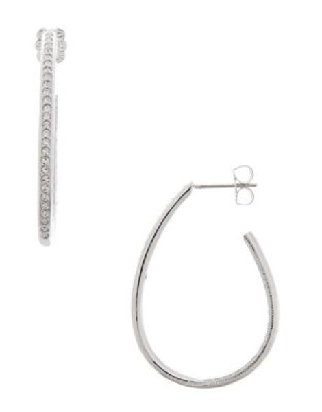 Nadri Pave J Hoop Post Earring - RHODIUM