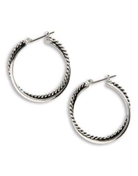 Lauren Ralph Lauren Large Twisted Hoop Earring - SILVER