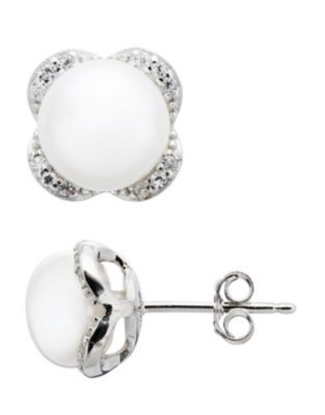 Expression Sterling Silver Pearl And Cubic Zirconia Earrings - PEARL