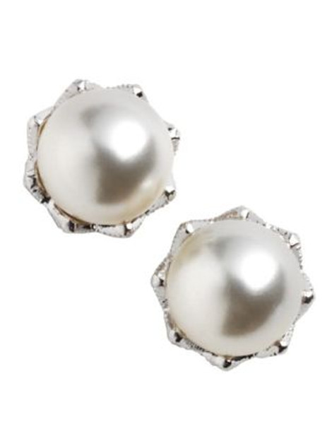 Nadri 8mm Pearl Stud Earrings - WHITE