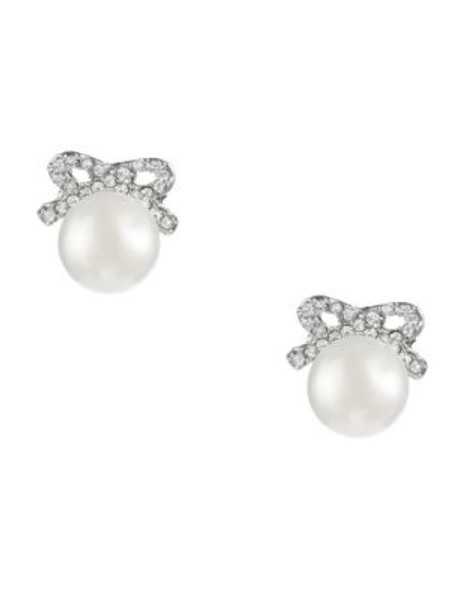 Betsey Johnson Crystal Bow Pearl Stud Earring - CRYSTAL