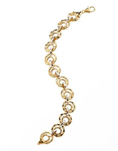 Fine Jewellery 14K Yellow Gold And Sterling Silver Double Circle Bracelet - TWO TONE GOLD