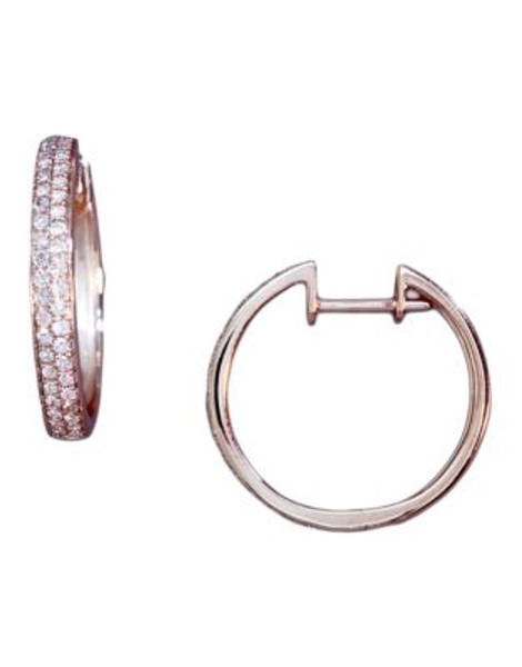 Effy Diamond Accented Hoop Earrings In 14 Kt Rose Gold - DIAMOND