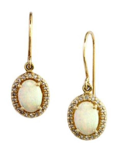 Effy 14K Yellow Gold Diamond And Opal Earrings - OPAL