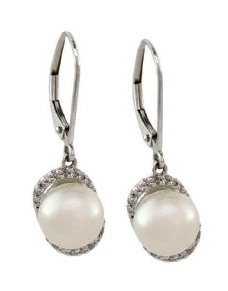 Effy 14K White Gold Diamond And Freshwater Pearl Earrings - PEARL