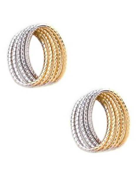 Fine Jewellery 14K Yellow And White Gold Knot Earrings - TWO TONE GOLD