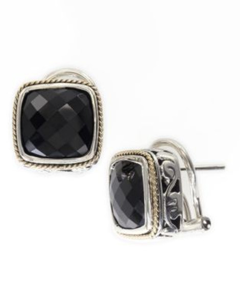 Effy 18k Yellow Gold and Silver Onyx Earrings - ONYX