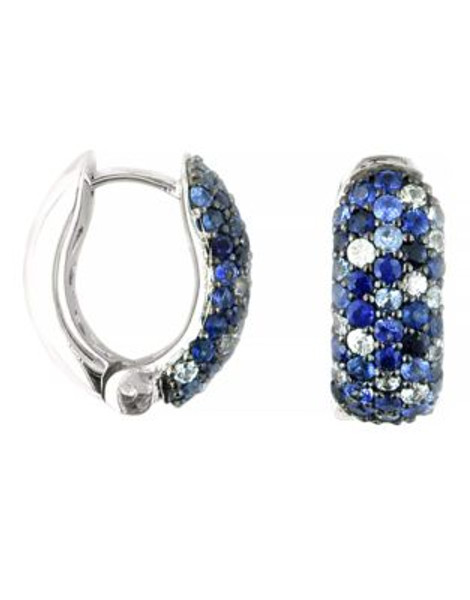 Effy Sterling Silver And Multi Blue Sapphire Hoop Earrings - SAPPHIRE