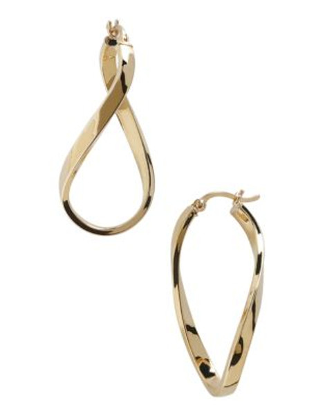 Fine Jewellery 14K Yellow Gold Rectangle Tornado Hoop Earrings - YELLOW GOLD