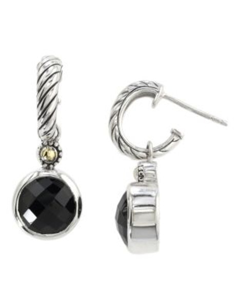 Effy 18k Yellow Gold and Silver Onyx Earrings - SILVER