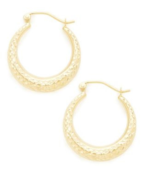 Fine Jewellery 14K Yellow Gold Diamond Cut Hollow Hoop Earrings - GOLD