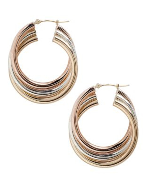Fine Jewellery 14K Tri Colour Gold And Sterling Silver Interlocked Hoop Earrings - TRI COLOUR