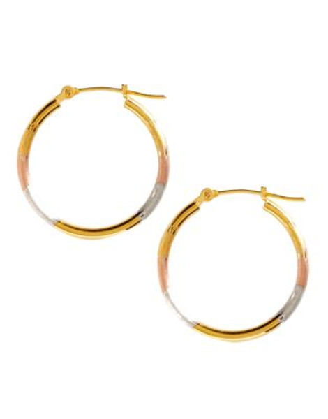 Fine Jewellery 14K Tri Colour Gold Satin Diamond Cut Supreme Hoop Earrings - TRI COLOUR GOLD