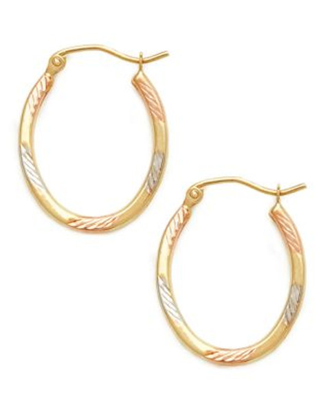 Fine Jewellery 14Kt Oval Earring - TRI COLORED GOLD