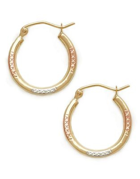 Fine Jewellery 14Kt Square Earring - TRI COLORED GOLD