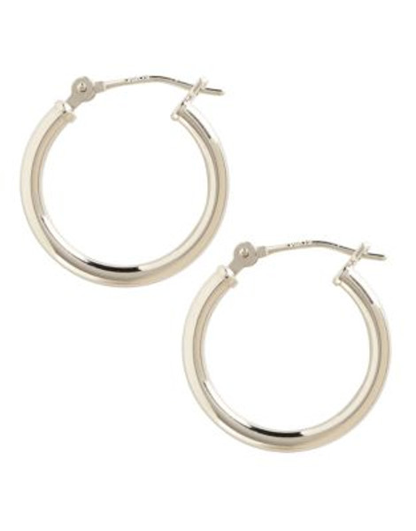 Fine Jewellery 14K White Gold Polished Tube Hoop Earrings - WHITE GOLD