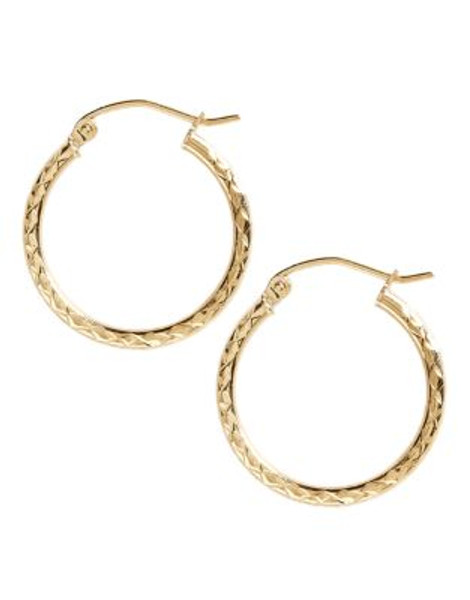Fine Jewellery 14K Yellow Gold Diamond Cut Hoop Earrings - YELLOW GOLD