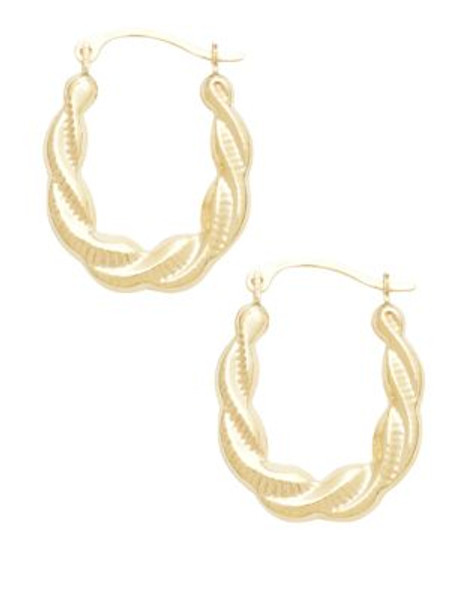 Fine Jewellery 14K Yellow Gold Oval Shaped Twist Patterned Hoop Earrings - GOLD