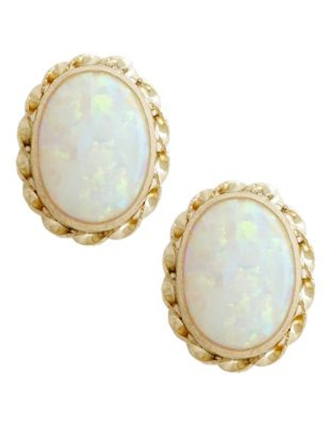 Fine Jewellery 14K Yellow Gold Oval Opal Earrings - OPAL